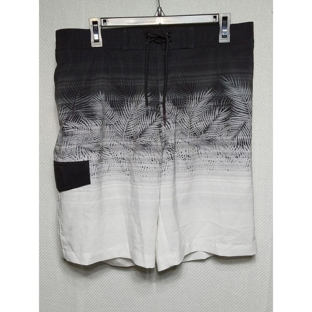 Sonoma Medium Black & White Palm Fade Swimwear Shorts #M111